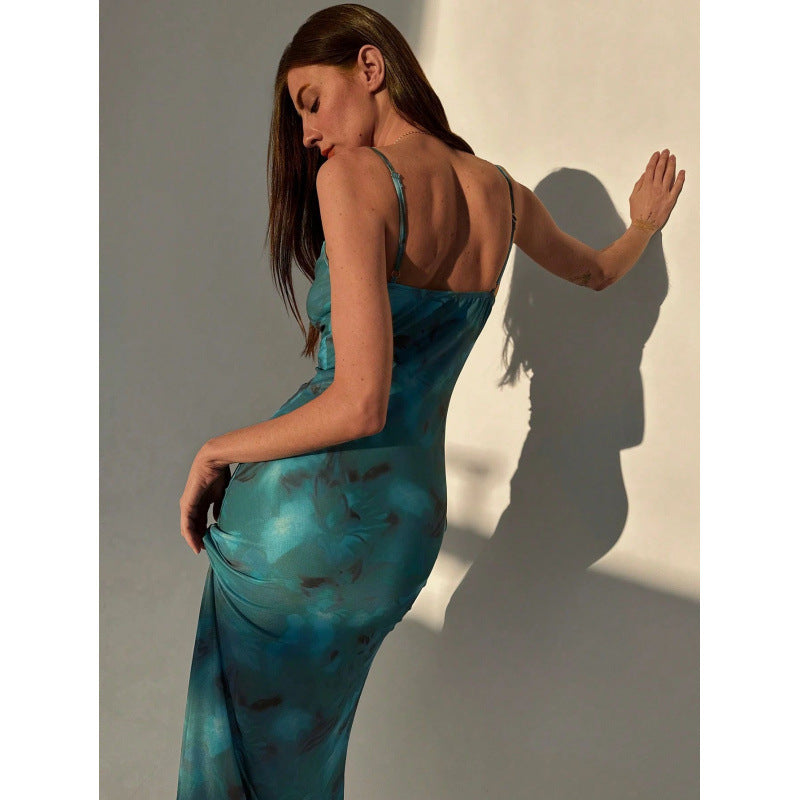 Damen Chiffon Maxikleid mit elegantem Wickeldesign und zarten Spaghettiträgern R&B