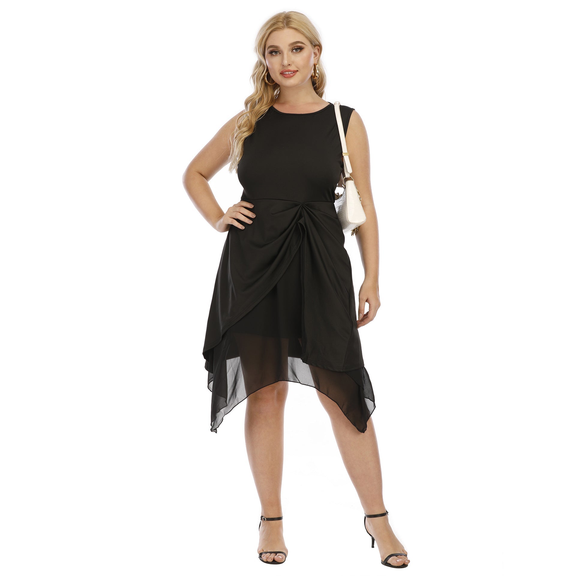 Damen elegantes asymmetrisches Kleid mit Knoten-Details R&B