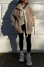 R&B | Stehkragen Doppel End Reißverschluss Fleece Strickjackejacke