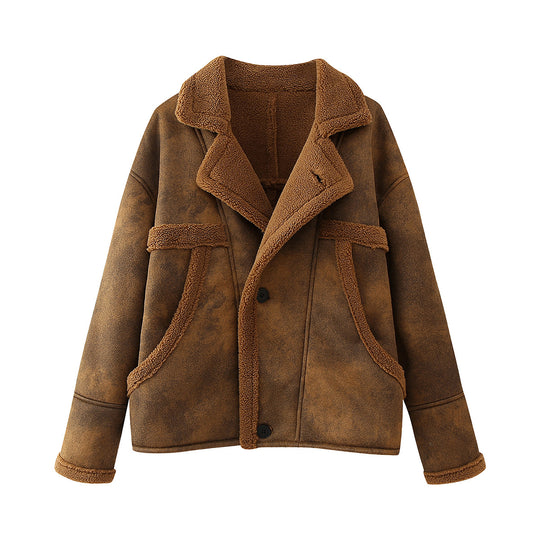 Damen gemütliche Teddy jacke mit praktischen Taschen R&B