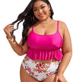 Damen Bikini-Set mit voluminösem Rüschendesign und floralem High-Waist-Slip R&B