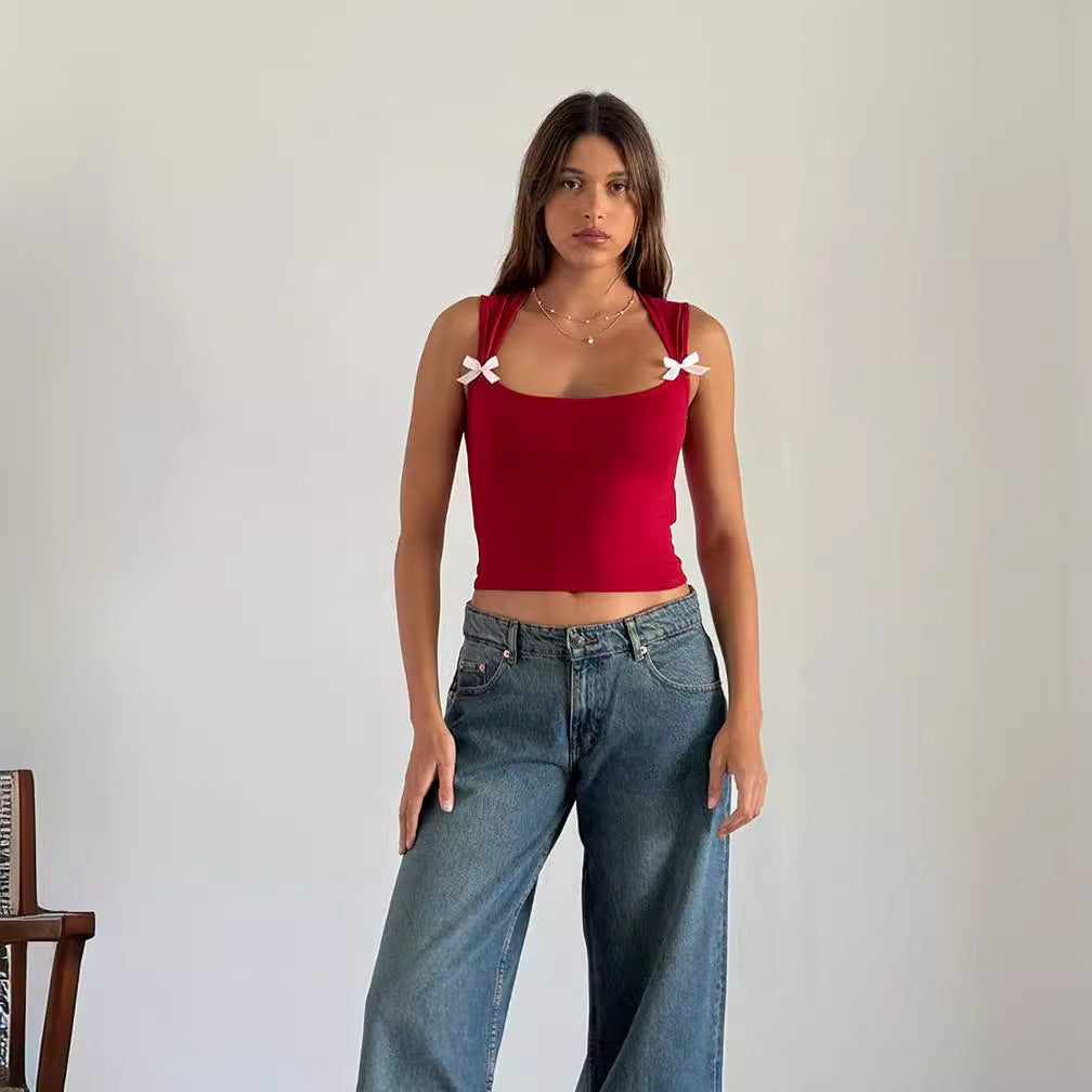 Damen Crop-Top mit verspielten Schleifendetails R&B