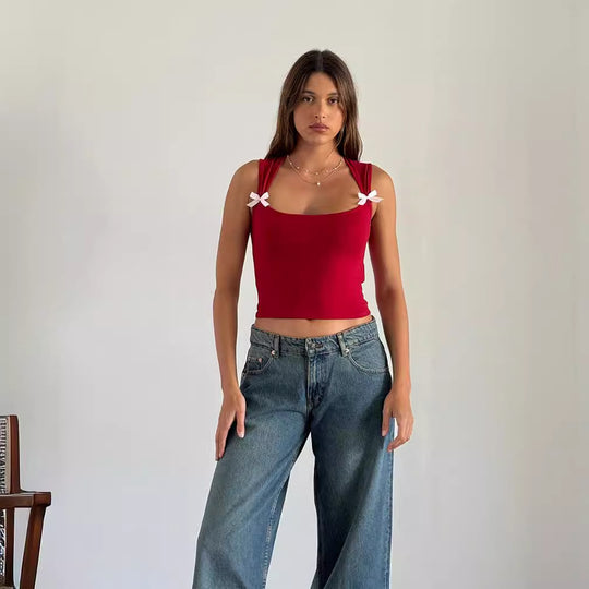 Damen Crop-Top mit verspielten Schleifendetails R&B