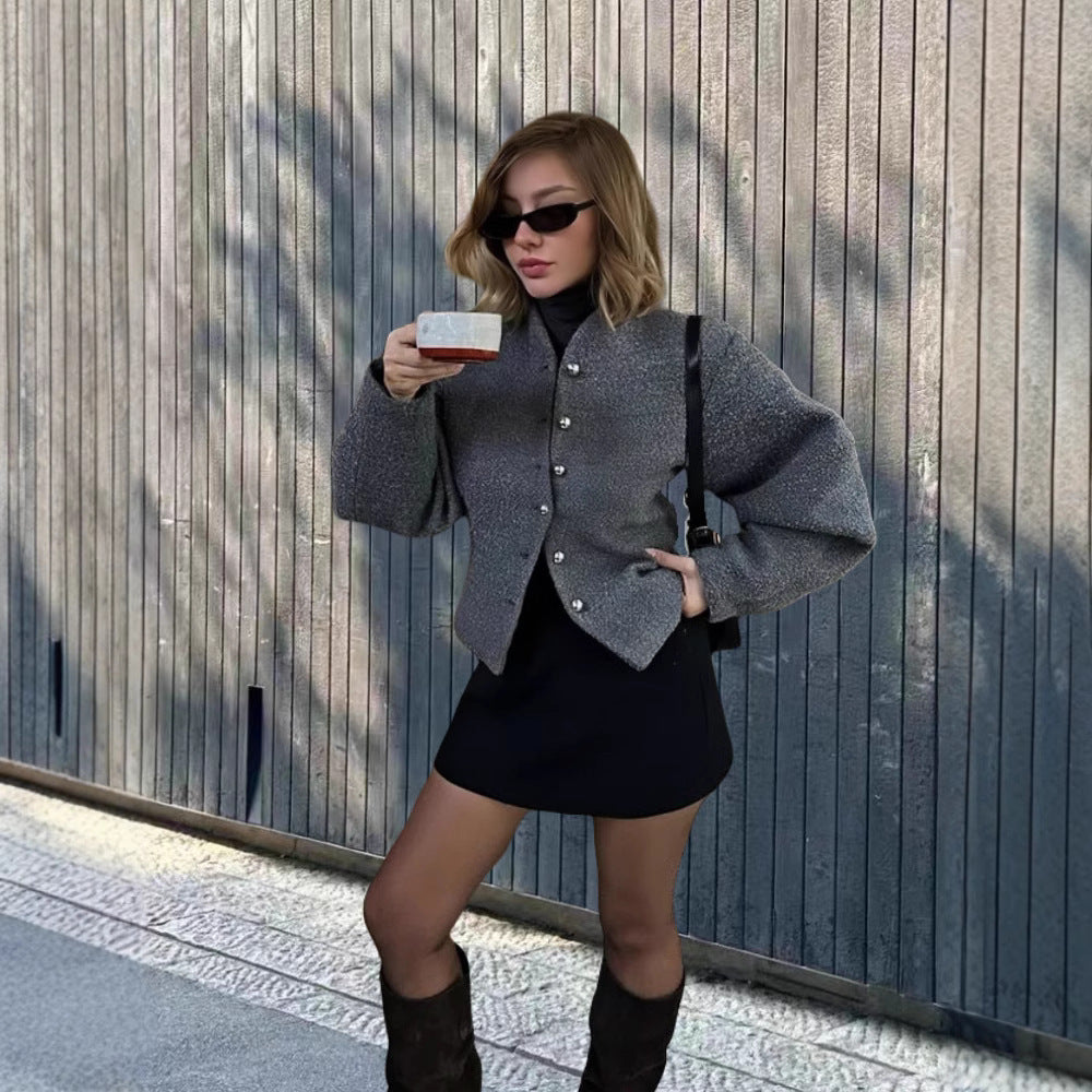 Damen Chice Überwurfjacke mit strukturiertem Design und eleganten Knöpfen R&B
