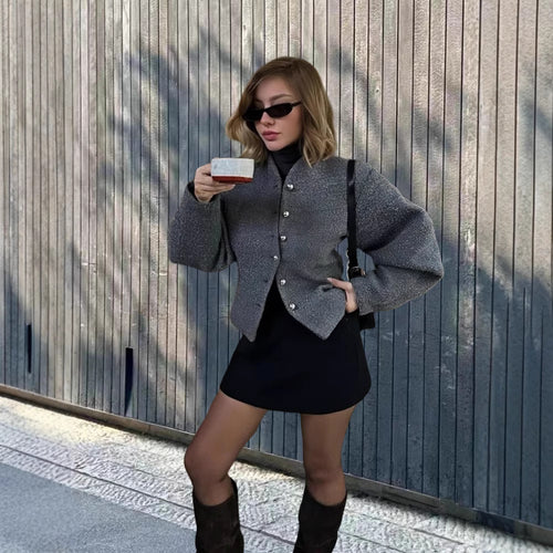 Damen Chice Überwurfjacke mit strukturiertem Design und eleganten Knöpfen R&B