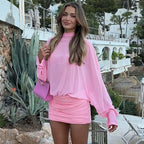 Damen Transparente Bluse mit Drapierungen R&B