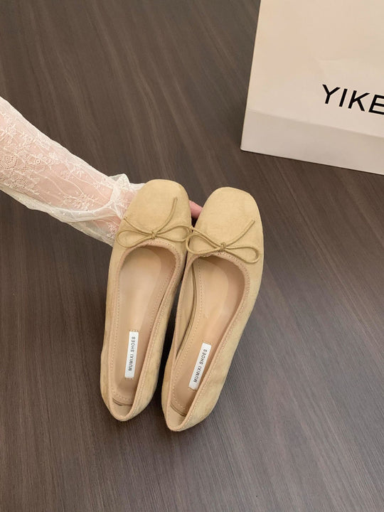 Damen Ballerinas aus hochwertigem Wildleder mit dekorativer Schleife R&B