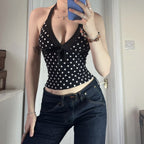 Damen Haltertop mit verspieltem Punkte-Design und einzigartigem Schnürdetail R&B