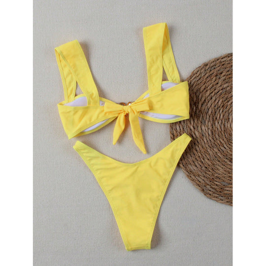 Damen Bikini-Set mit breiten Trägern und metallischem Akzent R&B