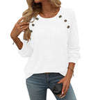 Damen Pullover mit dekorativen Knöpfen und strukturiertem Design R&B