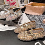 Damen Ballerinas mit elegantem Strassbesatz und verstellbarem Riemchen R&B