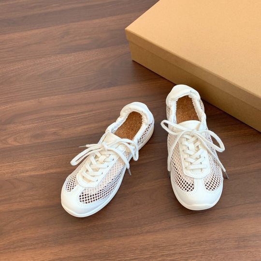 Damen atmungsaktive Mesh-Sneaker mit bequemem Korkfußbett und rutschfester Sohle R&B