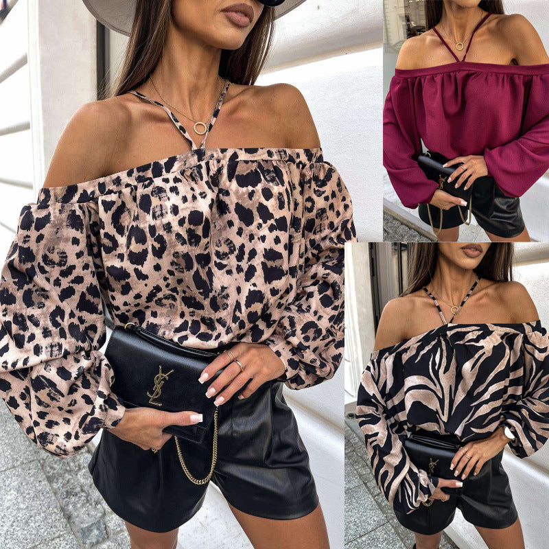 Damen Off-Shoulder Bluse mit elastischen Ärmelbündchen R&B
