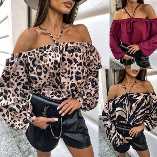 Damen Off-Shoulder Bluse mit elastischen Ärmelbündchen R&B