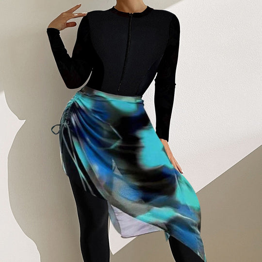 Damen sportlicher Langarm-Surfsuit mit raffinierten Wickeldetails R&B