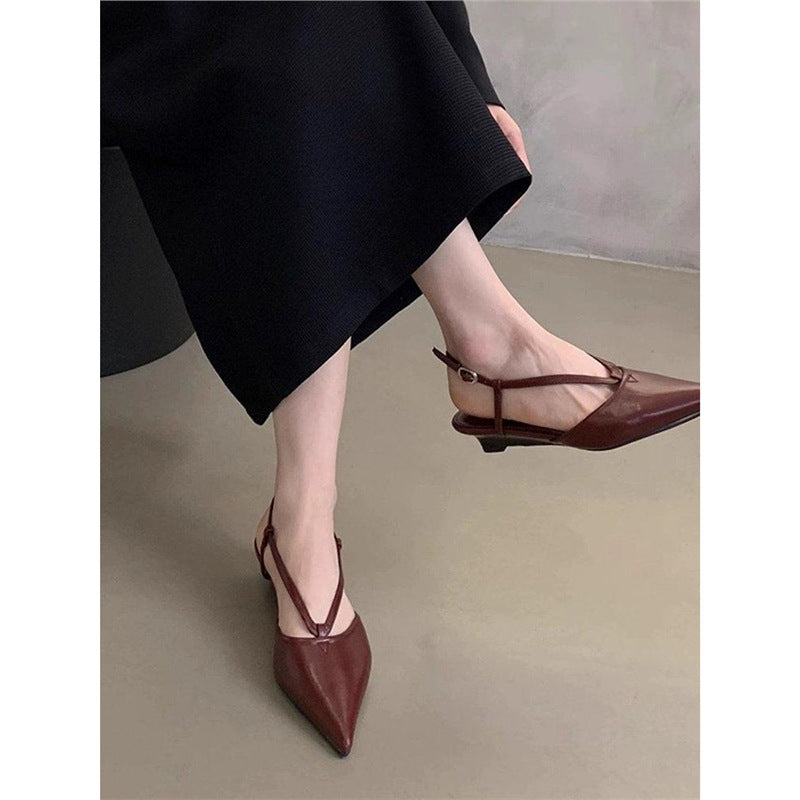 Damen spitze Slingback Pumps aus feinem Leder R&B