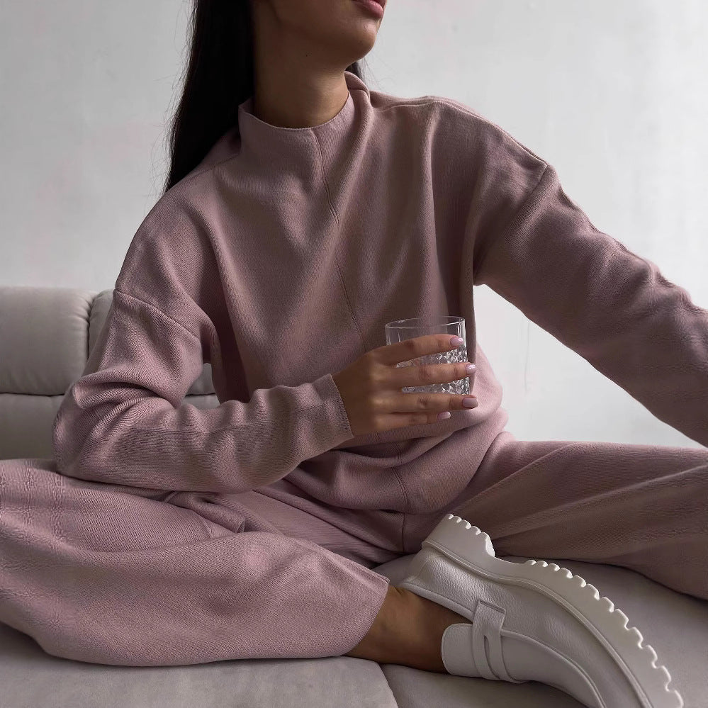 Damen lässiges Sweat-Set mit hohem Kragen und elegantem Schnitt R&B