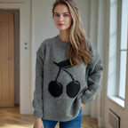 Damen Pullover mit verspieltem Kirschmotiv und weichem Strick R&B