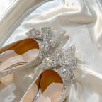 Damen spitze High Heels mit funkelndem Strass und großem Schleifenakzent R&B