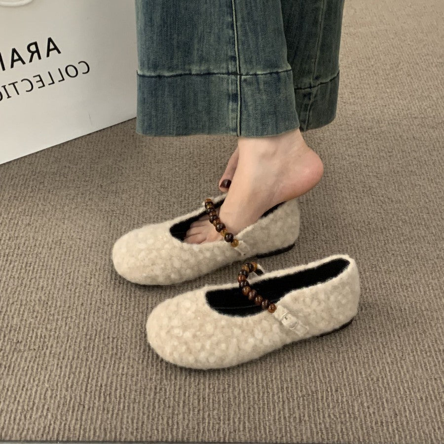 Damen Filz-Ballerinas mit modischer Riemchen-Applikation R&B