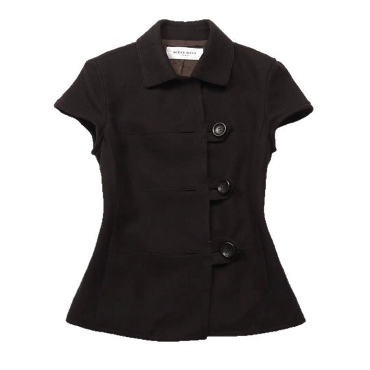 Damen Figurumspielende Kurzarmjacke mit Knopfdetails R&B