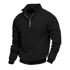Herren nan strukturiertes Halbzip-Feinstrickpullover mit Kentkragen und elastischen Rippbündchen R&B
