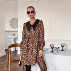 Damen Leichtes Tiermuster Kleid R&B