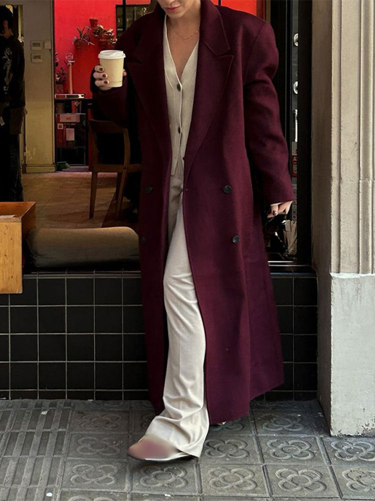 Damen eleganter Wool Coat mit doppelter Knopfleiste R&B