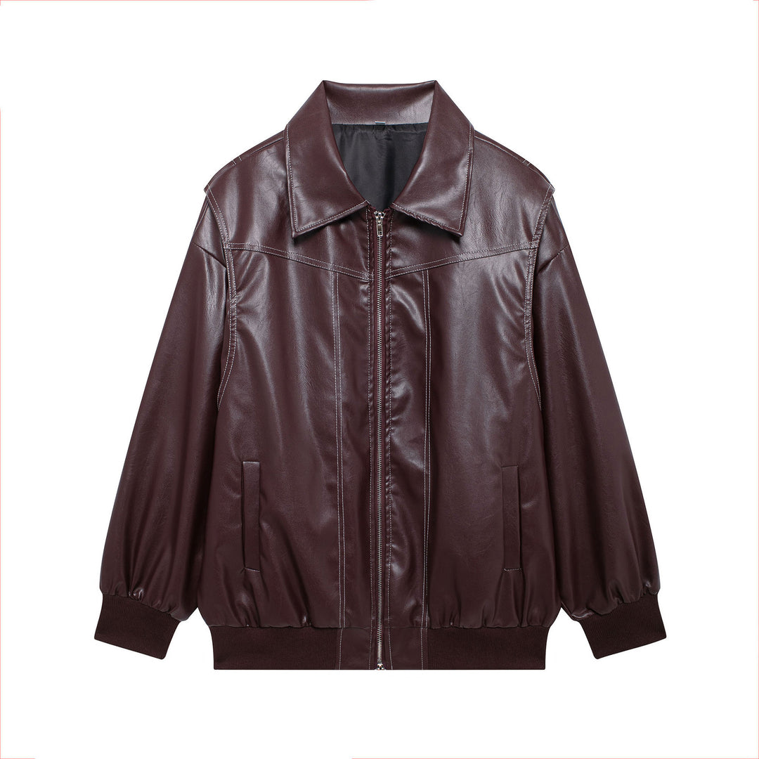 Damen Kunstlederjacke mit lässigem Schnitt und elastischem Saum R&B