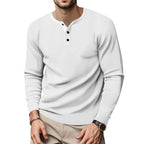 Herren Langarm Henley-Oberteil mit strukturierter Oberfläche R&B