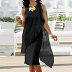 Damen asymmetrisches Chiffonkleid mit fließendem Schnitt R&B