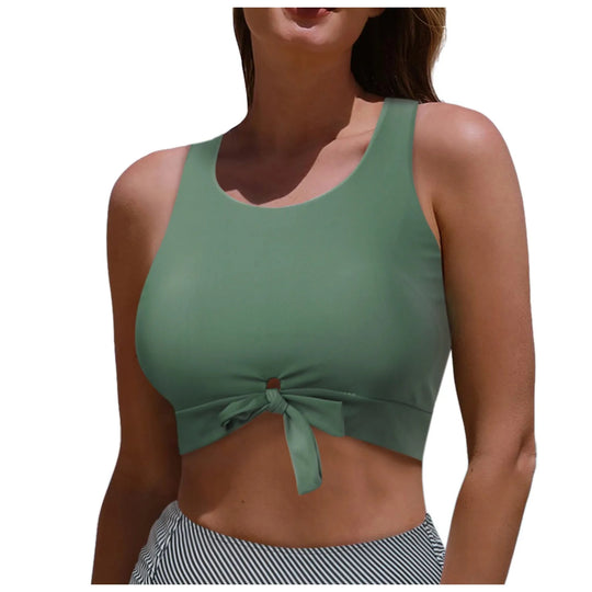 Damen Sportlicher Crop-Top mit Schlaufenbindung R&B