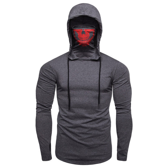 Herren Langarmshirt mit Kapuze und einzigartigem Totenkopfdesign R&B