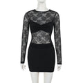 Damen Spitzenkleid mit transparentem Oberteil und figurformendem Design R&B