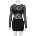 Damen Spitzenkleid mit transparentem Oberteil und figurformendem Design R&B