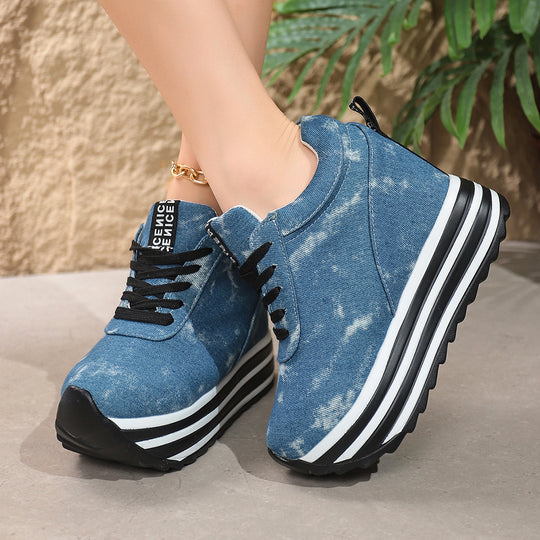 Damen Wedge-Sneaker im Denim-Look mit komfortablem Plateau R&B