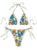 Damen Triangel-Bikini mit verspieltem Raff-Design