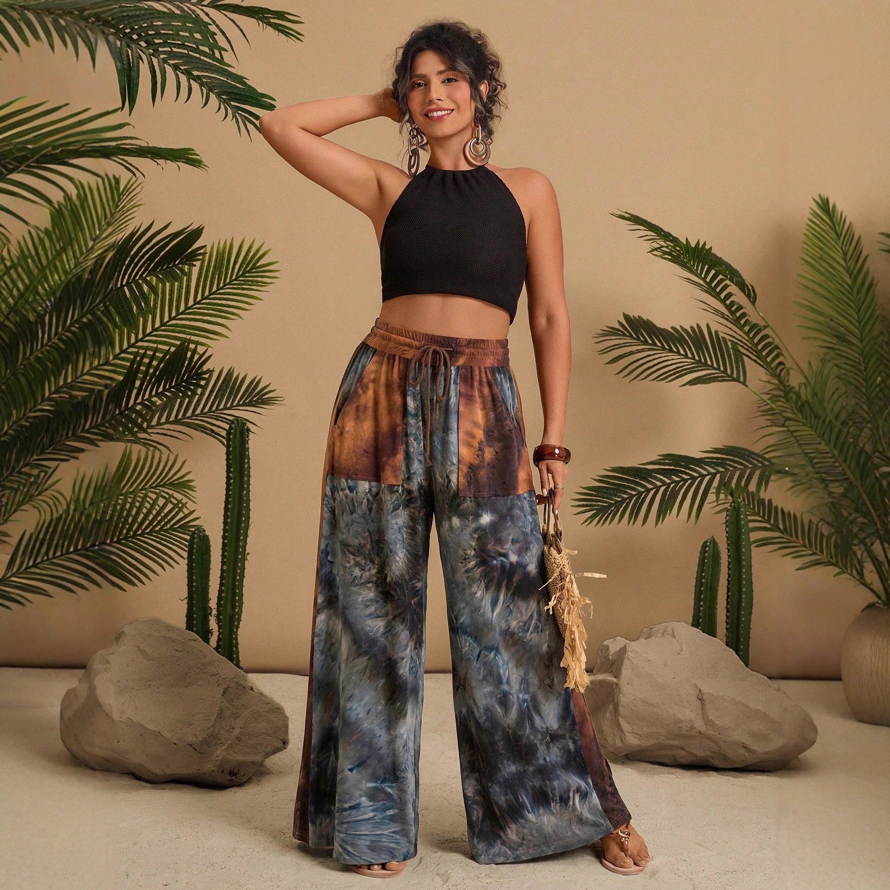 Damen Stilvolles Loungewear-Set mit lässigem Schnitt und modischem Muster