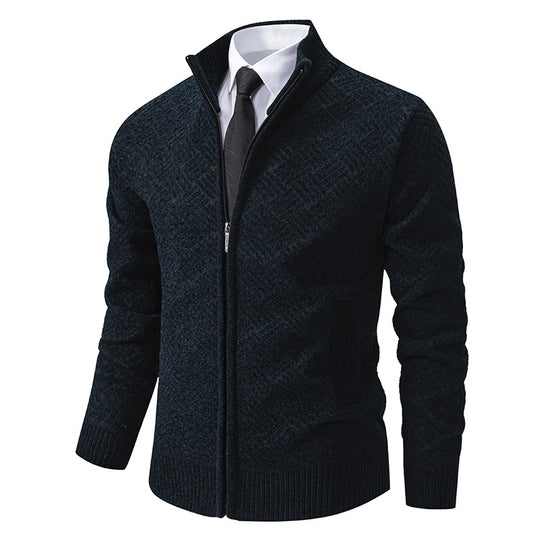 Herren Strickjacke mit modernem Zipper und kreativem Muster R&B