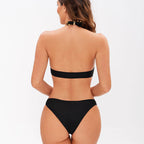 Damen Einteiler Badeanzug mit asymmetrischen Cut-Outs und animalischem Print R&B