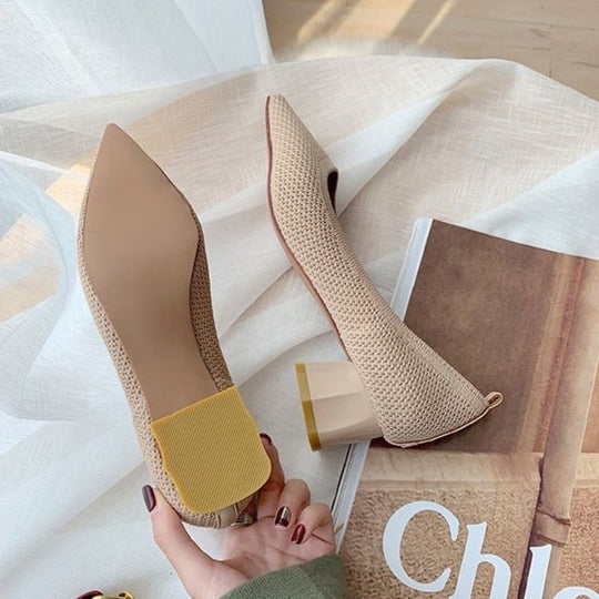 Damen elegante Pumps mit strukturierter Oberfläche und modischem Blockabsatz R&B