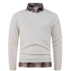 Herren Pullover mit integriertem Hemdkragen und Knopfdetails R&B