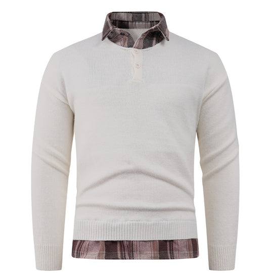 Herren Pullover mit integriertem Hemdkragen und Knopfdetails R&B