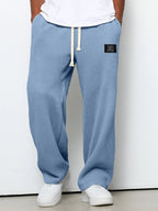 Herren nan lässige Waffelstrick Loungehose mit Kordelzug und geradem Schnitt R&B