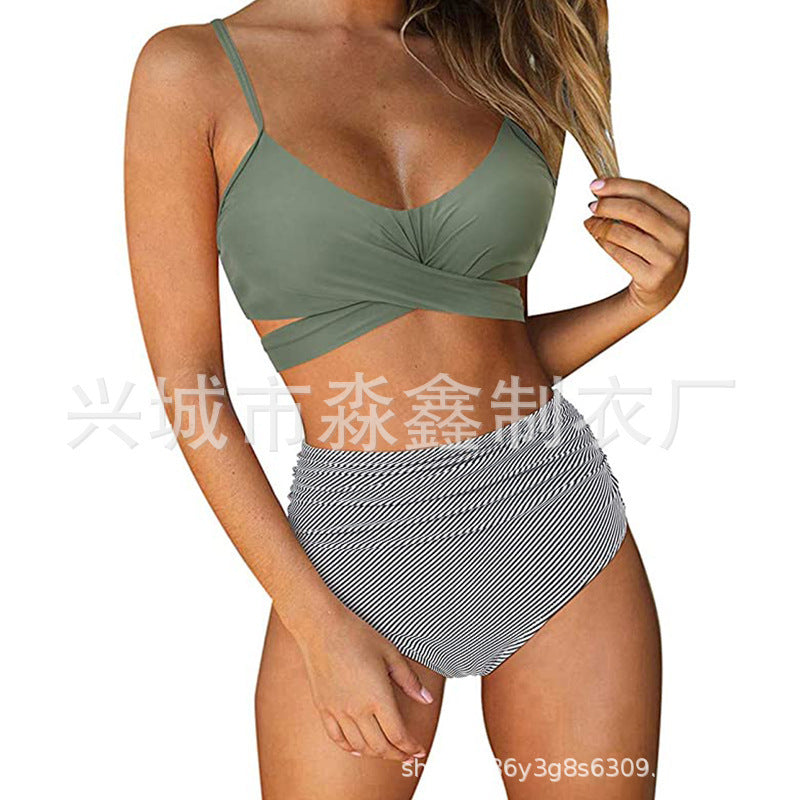 Damen Crop-Top Bikini-Set mit geflochtenem Design R&B
