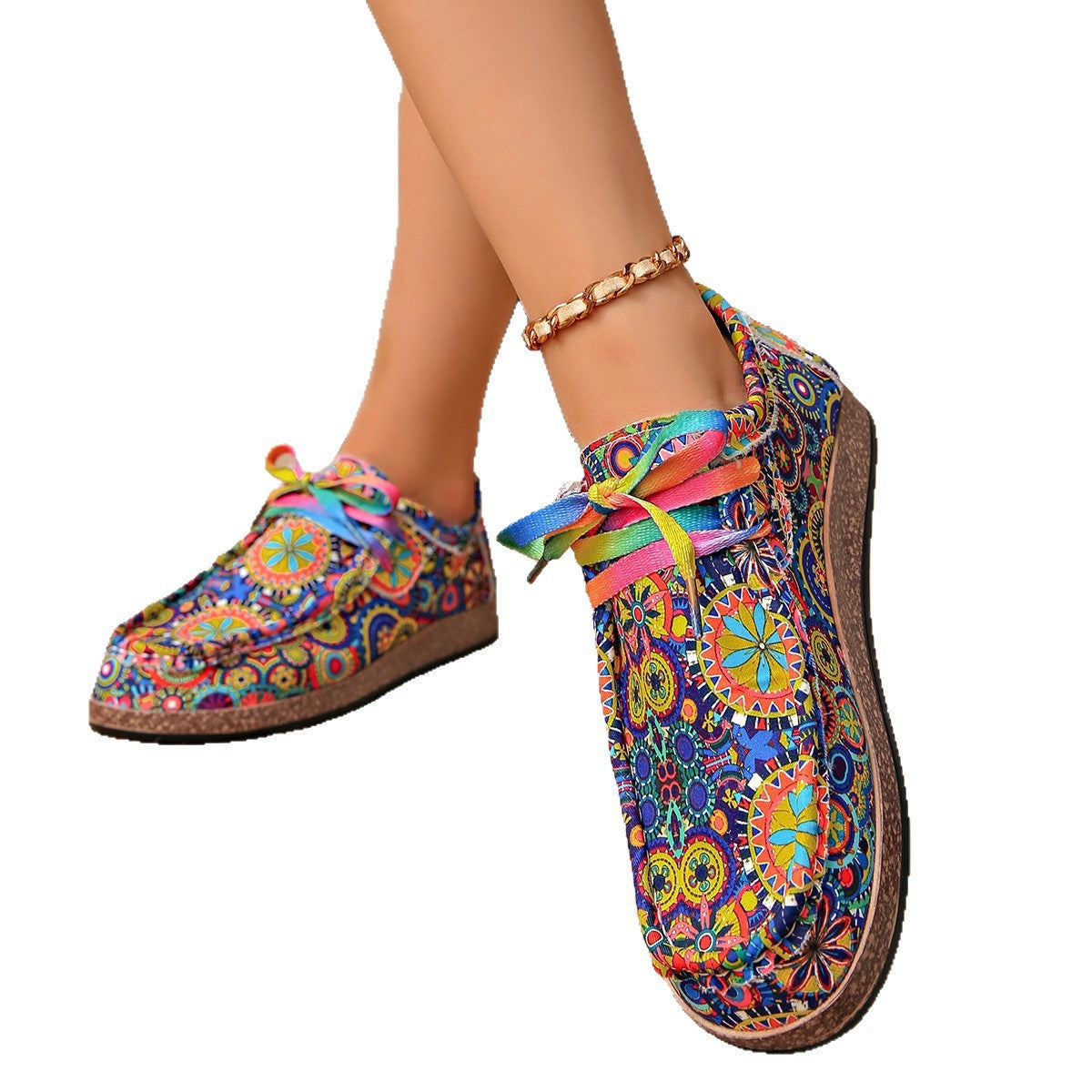 Damen Freizeit Sneaker mit buntem Muster und komfortablem Fußbett R&B