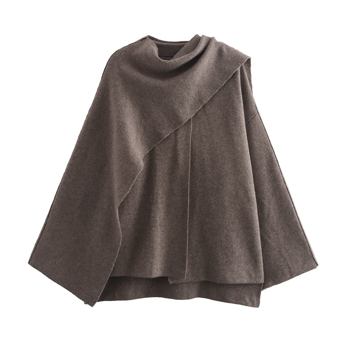 R&B | Mantel - Oversized Fit - Gestrickte Textur - Asymmetrischer Schalkragen - Mittellang