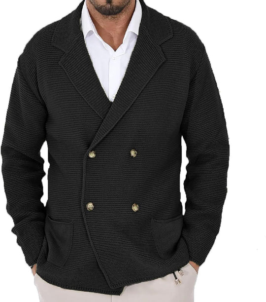 Herren Strickjacke mit doppelter Knopfleiste und modernen Taschen R&B