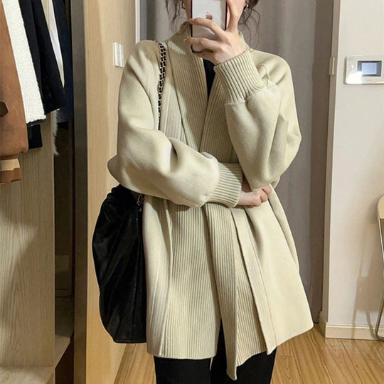 Damen Modischer Oversized Cardigan mit strukturiertem Kragen R&B