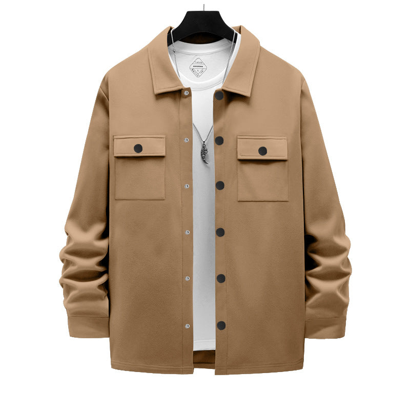 Herren nan arbeitsinspirierte Hemdjacke mit Druckknopfleiste, aufgesetzten Brusttaschen und kastiger Passform R&B